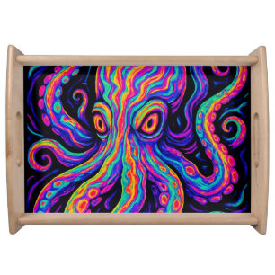 Trippy Vibrant Octopus Serving Tray