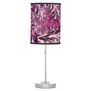 Trippy Vibrant Psychedelic Funky Fractal Art Table Lamp