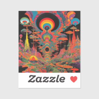 Trippy Vintage 1960s Psychedelic Retro Artwork Sticker