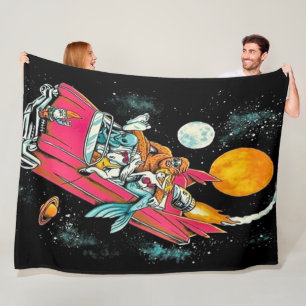 Trippy Vintage 70's Retro Alien Space Ride Art Fleece Blanket