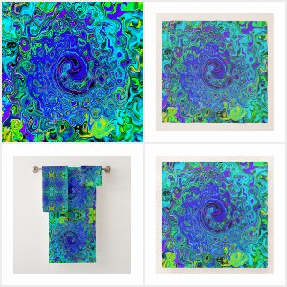 Trippy Violet Blue Abstract Retro Liquid Swirl