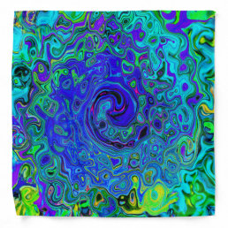 Trippy Violet Blue Abstract Retro Liquid Swirl Bandana