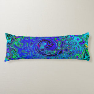 Trippy Violet Blue Abstract Retro Liquid Swirl Body Pillow