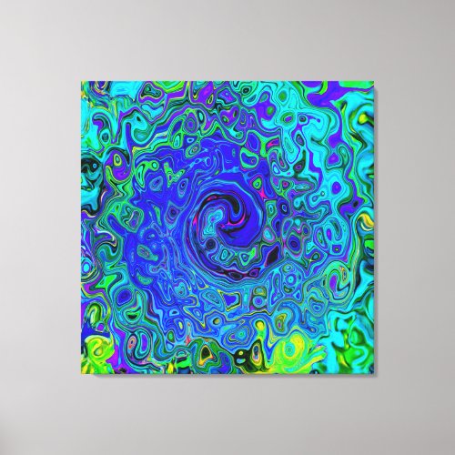 Trippy Violet Blue Abstract Retro Liquid Swirl Canvas Print