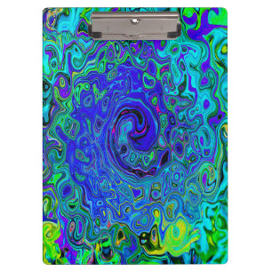 Trippy Violet Blue Abstract Retro Liquid Swirl Clipboard