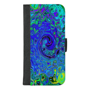 Trippy Violet Blue Abstract Retro Liquid Swirl iPhone 8/7 Plus Wallet Case
