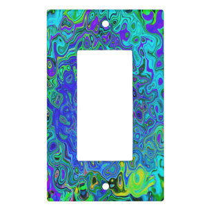 Trippy Violet Blue Abstract Retro Liquid Swirl Light Switch Cover