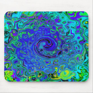 Trippy Violet Blue Abstract Retro Liquid Swirl Mouse Pad