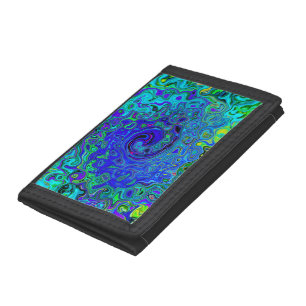 Trippy Violet Blue Abstract Retro Liquid Swirl Tri-fold Wallet