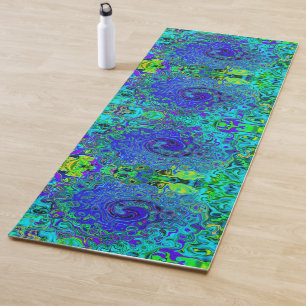 Trippy Violet Blue Abstract Retro Liquid Swirl Yoga Mat