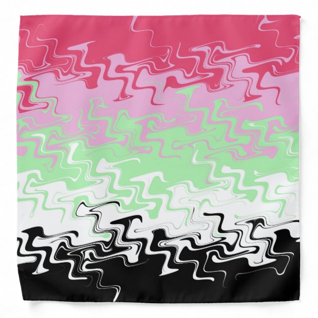 Trippy Wavy Abstract Recipromantic Pride Flag Bandana (Front)