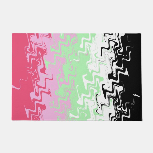Trippy Wavy Abstract Recipromantic Pride Flag Doormat (Front)