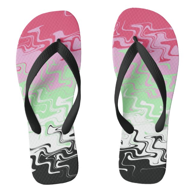 Trippy Wavy Abstract Recipromantic Pride Flag Flip Flops (Footbed)