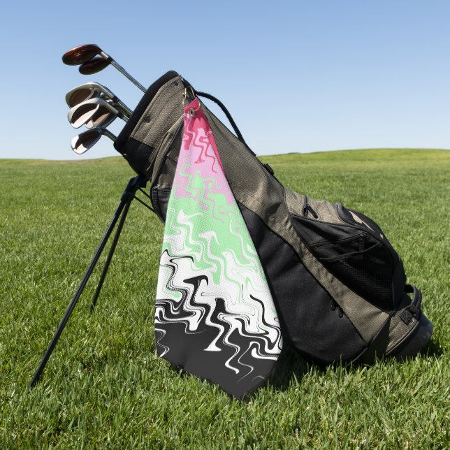 Trippy Wavy Abstract Recipromantic Pride Flag Golf Towel (Green)