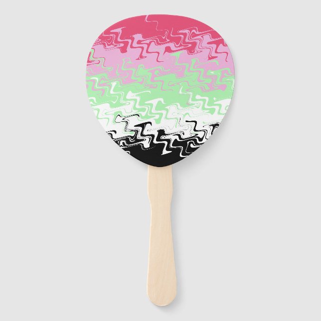 Trippy Wavy Abstract Recipromantic Pride Flag Hand Fan (Front)