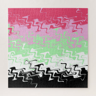 Trippy Wavy Abstract Recipromantic Pride Flag Jigsaw Puzzle