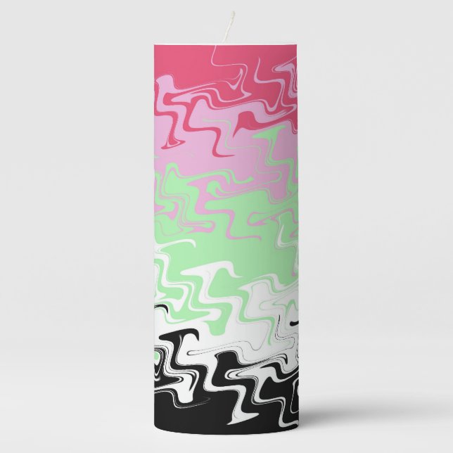 Trippy Wavy Abstract Recipromantic Pride Flag Pillar Candle (Front)