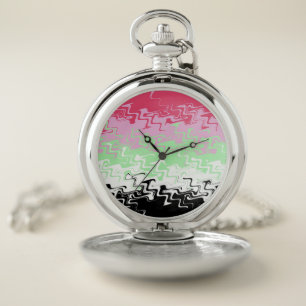 Trippy Wavy Abstract Recipromantic Pride Flag Pocket Watch