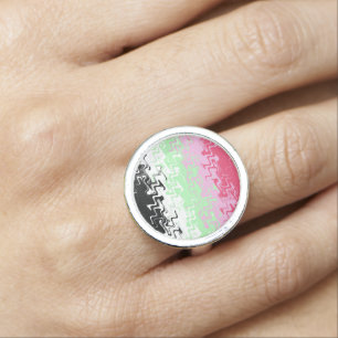 Trippy Wavy Abstract Recipromantic Pride Flag Ring