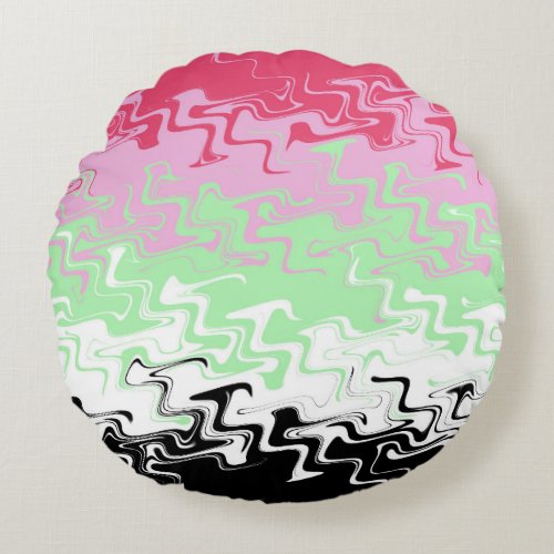 Trippy Wavy Abstract Recipromantic Pride Flag Round Pillow