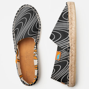 Trippy Wavy Stripes Abstract Cool Fun Black Modern Espadrilles