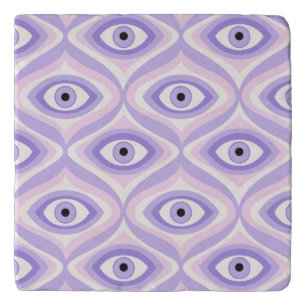 Trippy Weird Eye Pattern - Pastel Purple and Pink Trivet
