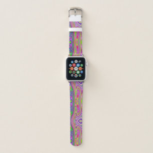 Trippy Yellow and Pink Abstract Groovy Retro Art Apple Watch Band