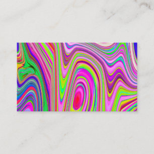 Trippy Yellow and Pink Abstract Groovy Retro Art Business Card