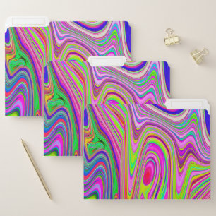 Trippy Yellow and Pink Abstract Groovy Retro Art File Folder