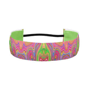 Trippy Yellow, Red and Blue Abstract Groovy Art Athletic Headband