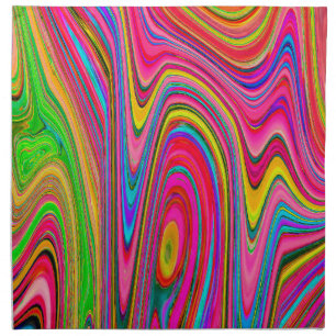 Trippy Yellow, Red and Blue Abstract Groovy Art Cloth Napkin
