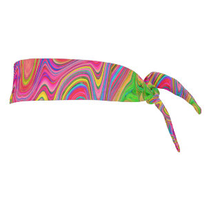 Trippy Yellow, Red and Blue Abstract Groovy Art Tie Headband