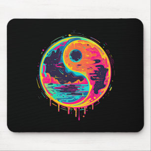 Trippy Yin Yang Zen Cosmic Yoga Design Vaporwave P Mouse Pad