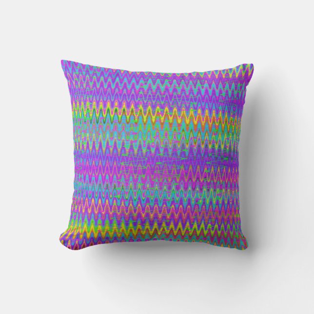Trippy Zigzag Throw Pillow (Front)