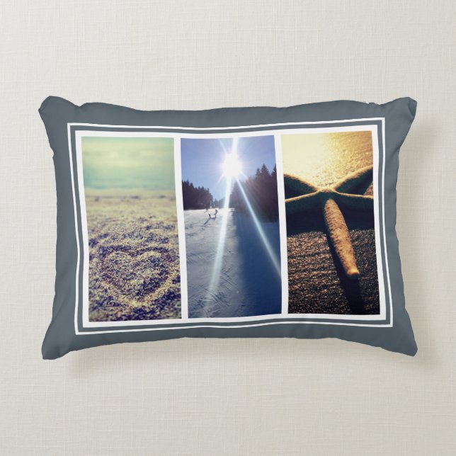 Triptych 3 photo collage template home decor decorative pillow (Front)