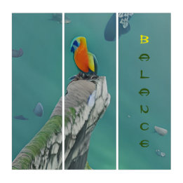Triptych Balance! Sea Parrot & Fishes Wall Art Set