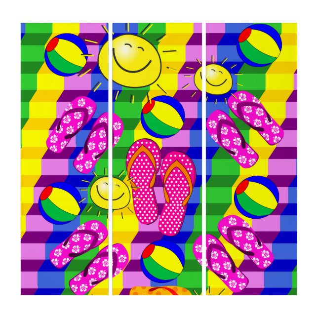 Triptych Beach Summer Flip Flops Sun (Front)