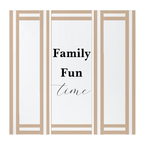Triptych Beige & White Stripe Family Fun Time