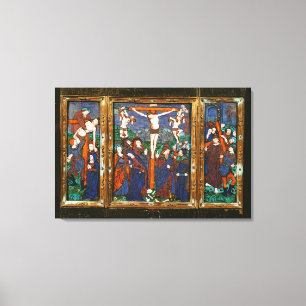 Triptych depicting the Crucifixion, Limousin Canvas Print