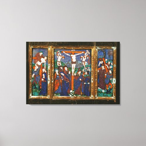 Triptych depicting the Crucifixion Limousin Canvas Print