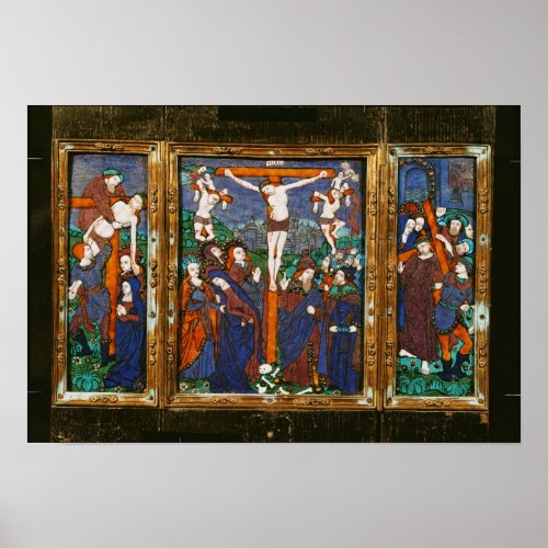 Triptych depicting the Crucifixion Limousin Poster