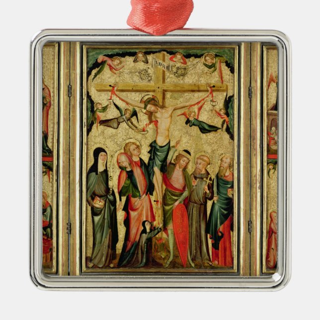 Triptych depicting the Crucifixion of Christ Metal Ornament (Front)