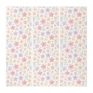 Triptych Floral Geometry – Triangle & Flower Wall 