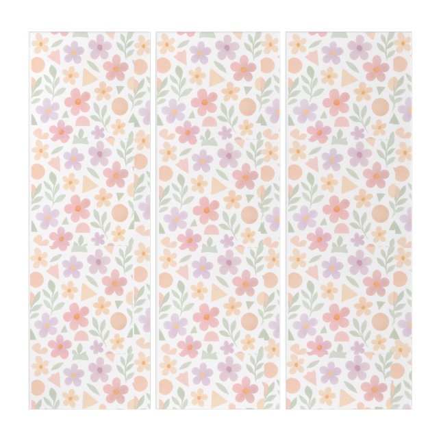 Triptych Floral Geometry – Triangle & Flower Wall  (Front)