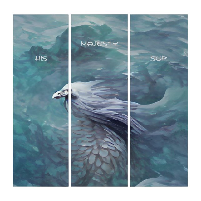 Triptych His Majesty White-headed Sup Abstract Art (Front)