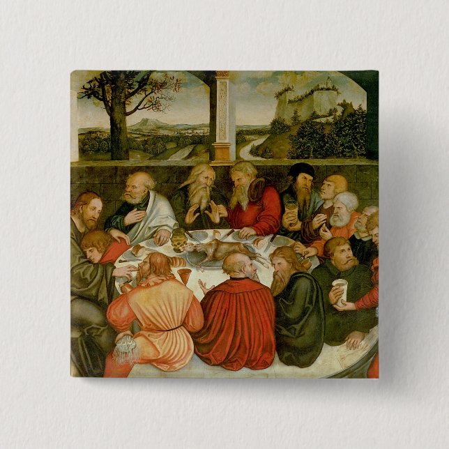 Triptych, left panel, Philipp Melanchthon Pinback Button (Front)