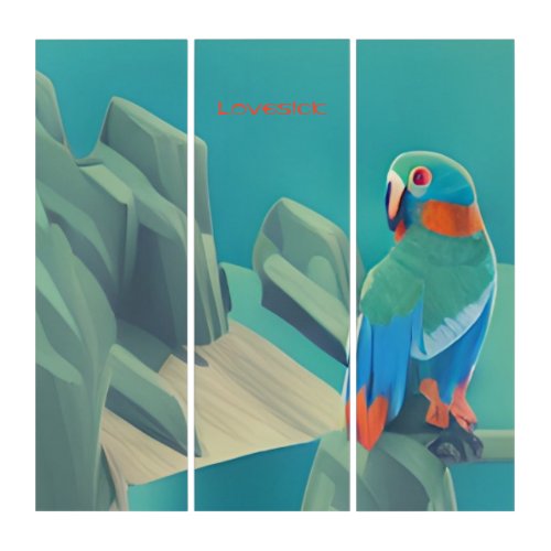 Triptych Lovesick Parrot In Love Abstract Art
