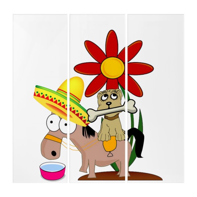 Triptych Mexican Donkey Dog Sombrero (Front)