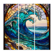 Triptych Modern Gothic Stained Glass