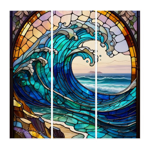 Triptych Modern Gothic Stained Glass